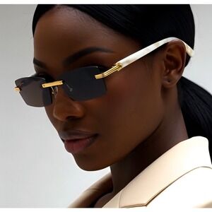 Sunglasses Square Dark Brown Lens Marble Arms Vintage‎ Women Retro Shades UV400